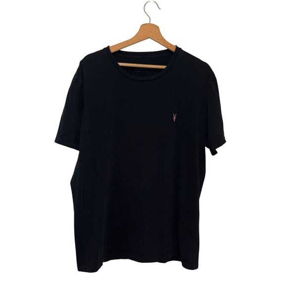 AllSaints Black Embroidered Logo Relaxed Fit100% Cotton T-Shirt Men's Size XXL - Picture 1 of 7